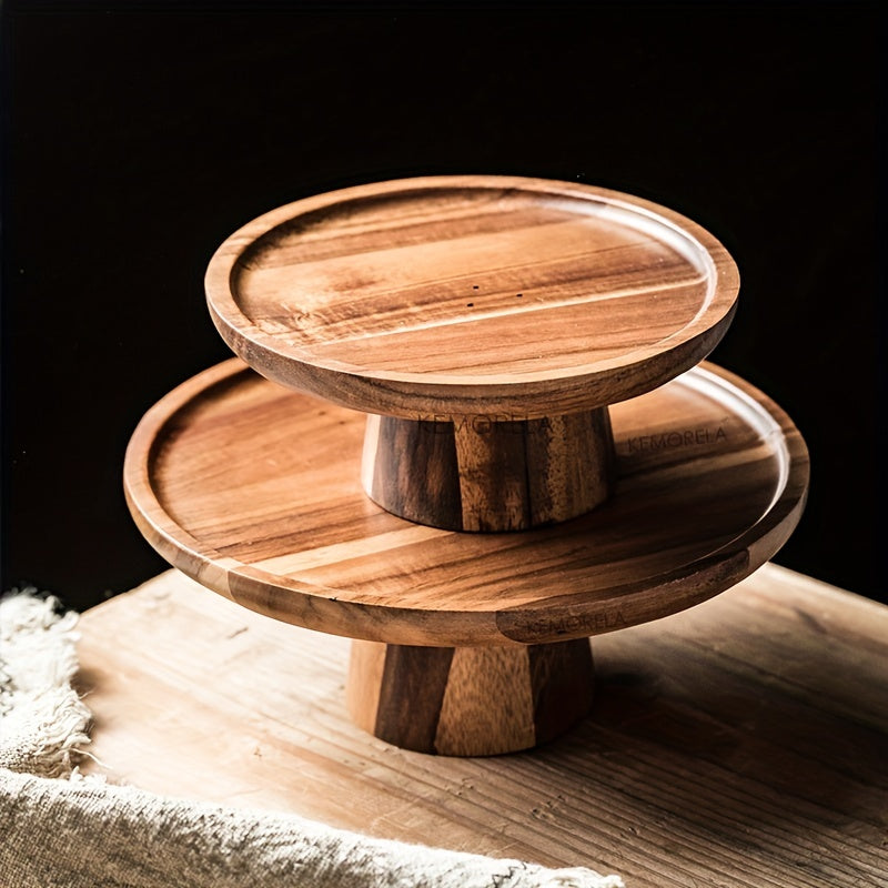 1PC Wood Round Dessert Plate, Wooden Cake Plate, Creative Food Serving Trays, Eco Naural Wood Dessert Fruit Snack Tray, Home Decor, Photography Props