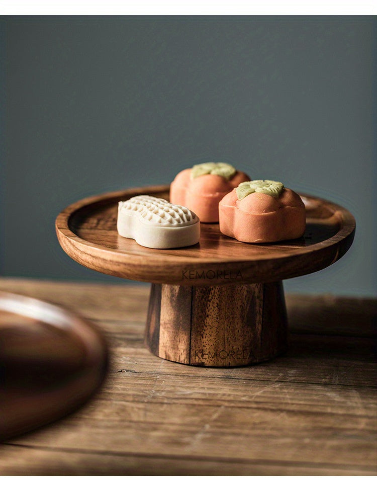 1PC Wood Round Dessert Plate, Wooden Cake Plate, Creative Food Serving Trays, Eco Naural Wood Dessert Fruit Snack Tray, Home Decor, Photography Props