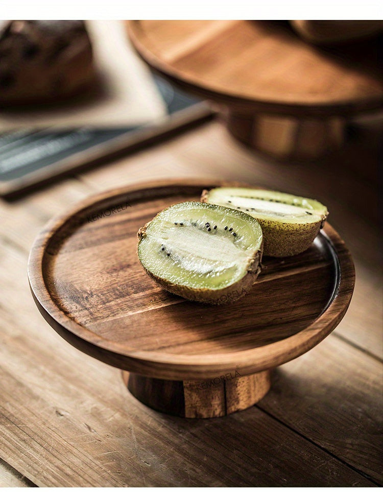 1PC Wood Round Dessert Plate, Wooden Cake Plate, Creative Food Serving Trays, Eco Naural Wood Dessert Fruit Snack Tray, Home Decor, Photography Props