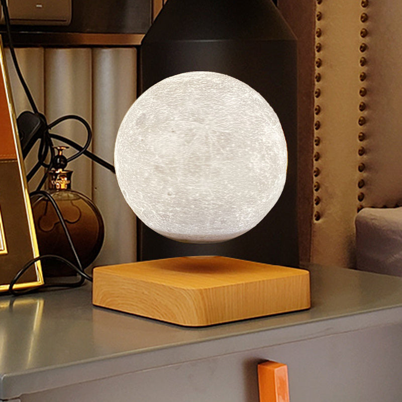 Levitating Moon Lamp Magnetic Floating Night Light Unique Levitation Bedside Table Lamp Creative Desk 3D Printing LED Light With For Office Bedroom Home Decorations (3 Colors Modes)