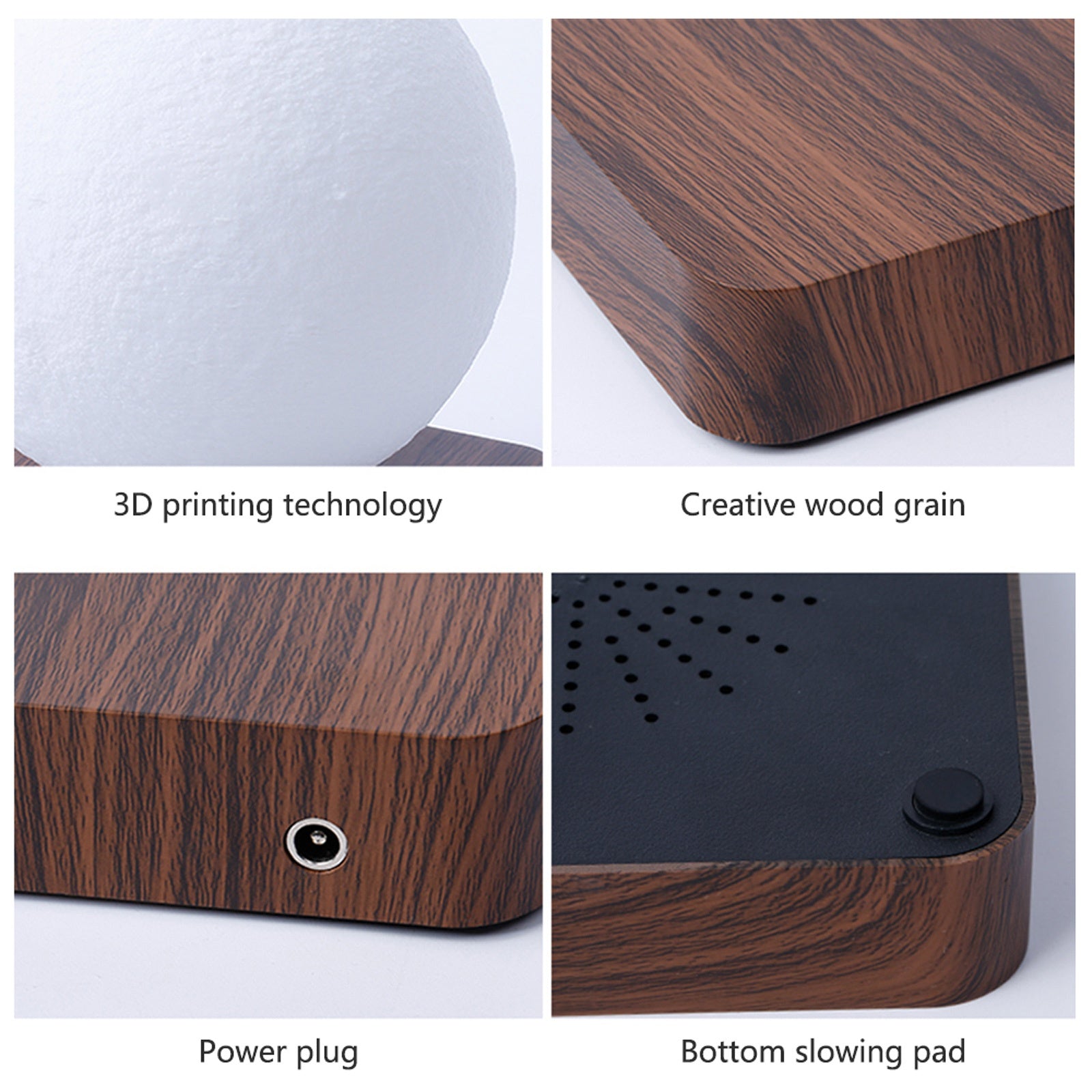 Levitating Moon Lamp Magnetic Floating Night Light Unique Levitation Bedside Table Lamp Creative Desk 3D Printing LED Light With For Office Bedroom Home Decorations (3 Colors Modes)