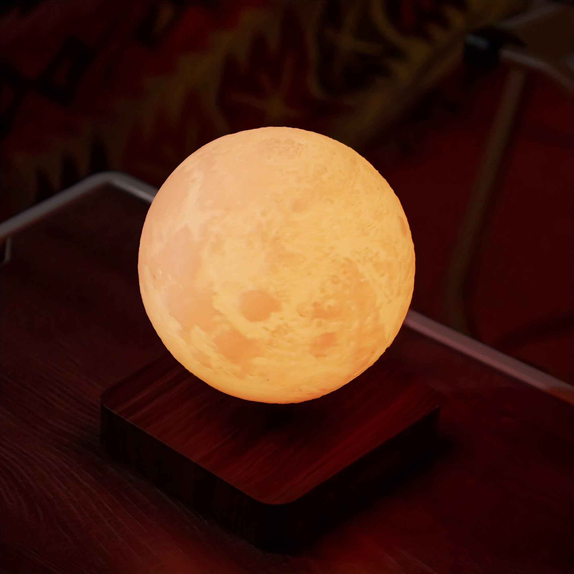 Levitating Moon Lamp Magnetic Floating Night Light Unique Levitation Bedside Table Lamp Creative Desk 3D Printing LED Light With For Office Bedroom Home Decorations (3 Colors Modes)