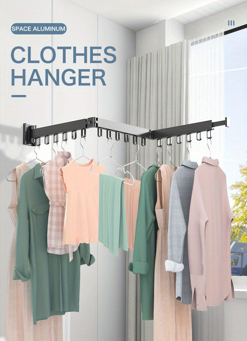 1pc Compact Wall-Mounted Folding Clothes Rack - Space-Saving Quilt Holder for Bathroom, Balcony, and Home - Easy-to-Use, Convenient, and Durable Small Drying Rack for Clothes, Quilts, and Towels - Perfect for Indoor and Outdo