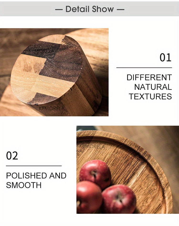 1PC Wood Round Dessert Plate, Wooden Cake Plate, Creative Food Serving Trays, Eco Naural Wood Dessert Fruit Snack Tray, Home Decor, Photography Props
