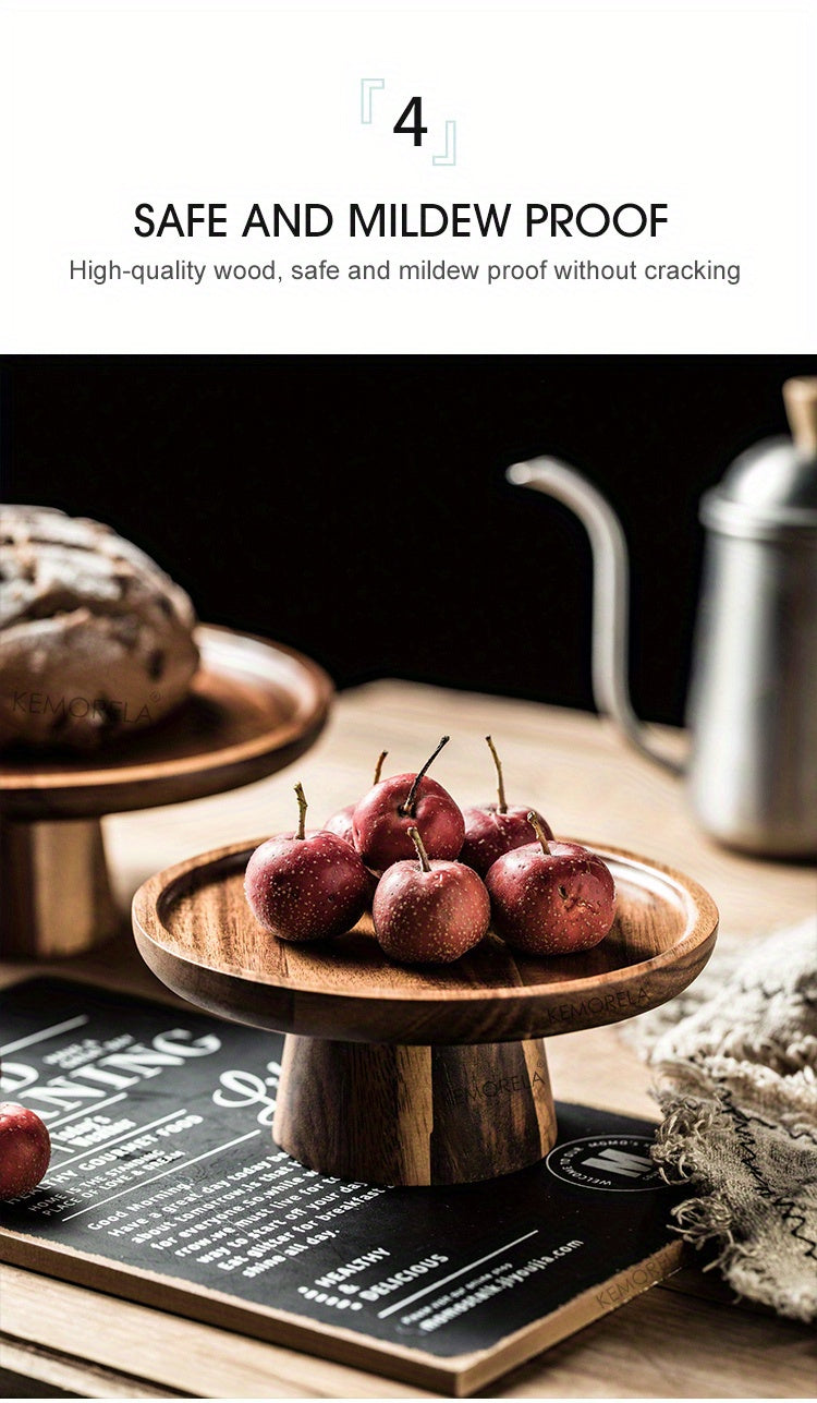 1PC Wood Round Dessert Plate, Wooden Cake Plate, Creative Food Serving Trays, Eco Naural Wood Dessert Fruit Snack Tray, Home Decor, Photography Props