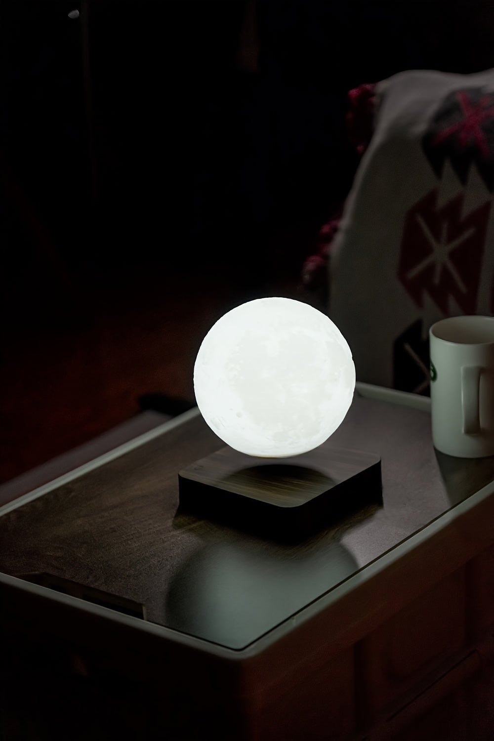 Levitating Moon Lamp Magnetic Floating Night Light Unique Levitation Bedside Table Lamp Creative Desk 3D Printing LED Light With For Office Bedroom Home Decorations (3 Colors Modes)